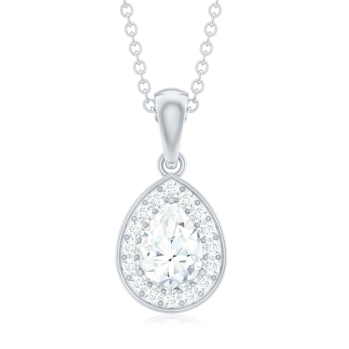 Minimal Lab Grown Diamond Teardrop Halo Pendant