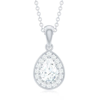 Minimal Lab Grown Diamond Teardrop Halo Pendant