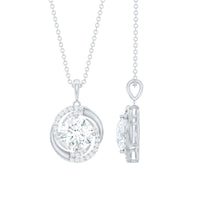 Certified 2 Ct Moissanite Swirl Necklace with Silver Chain