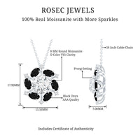 Certified 2 Carat Moissanite Statement Necklace with Black Onyx