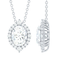 Certified 6X8 MM Oval Moissanite Cocktail Pendant Necklace