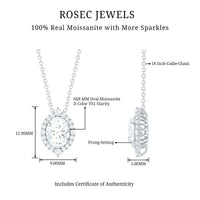 Certified 6X8 MM Oval Moissanite Cocktail Pendant Necklace