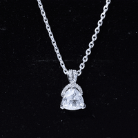 Trilliant Cut 1.6 CT Moissanite Designer Necklace with Silver Chain