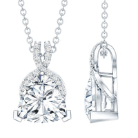Trilliant Cut 1.6 CT Moissanite Designer Necklace with Silver Chain
