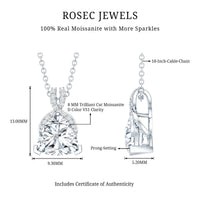 Trilliant Cut 1.6 CT Moissanite Designer Necklace with Silver Chain