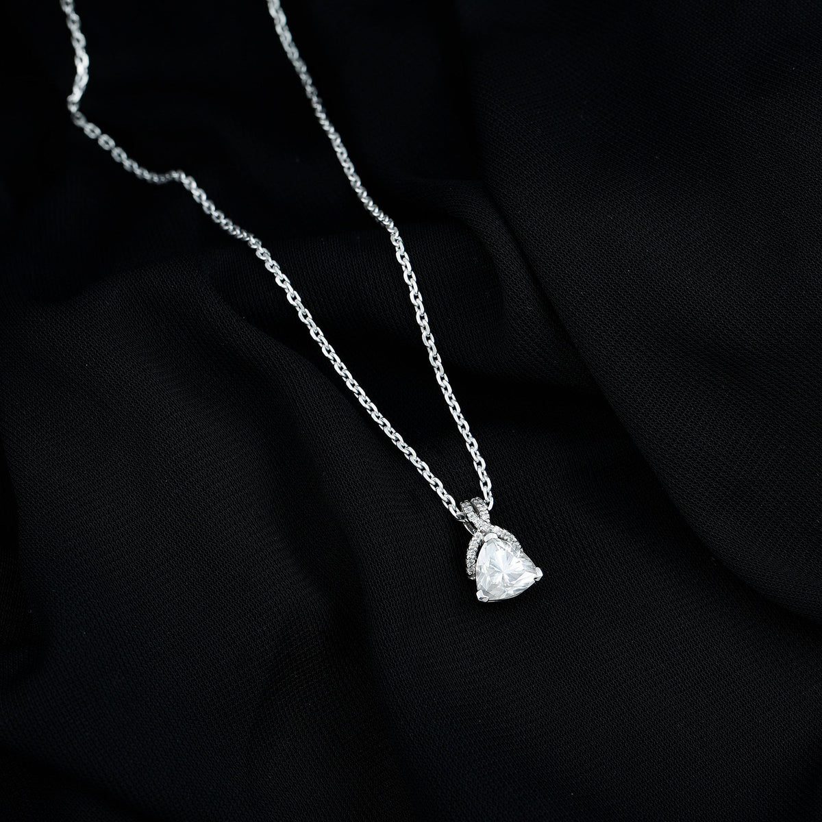 Trilliant Cut 1.6 CT Moissanite Designer Necklace with Silver Chain