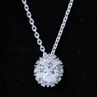 2 Carat Oval Moissanite Cocktail Necklace in 14K White Gold Plated Silver