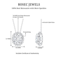 2 Carat Oval Moissanite Cocktail Necklace in 14K White Gold Plated Silver