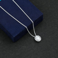2 Carat Oval Moissanite Cocktail Necklace in 14K White Gold Plated Silver