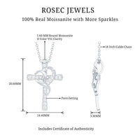 Certified Moissanite Cross Heart Necklace with Silver Chain