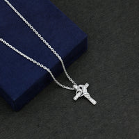 Certified Moissanite Cross Heart Necklace with Silver Chain