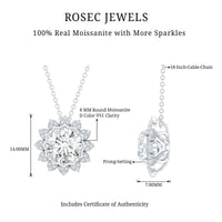 Certified 2 Carat Moissanite Sunflower Pendant Necklace with Silver Chain