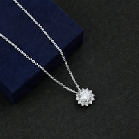 Certified 2 Carat Moissanite Sunflower Pendant Necklace with Silver Chain