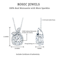Certified 3 Carat Moissanite Designer Necklace with Silver Chain