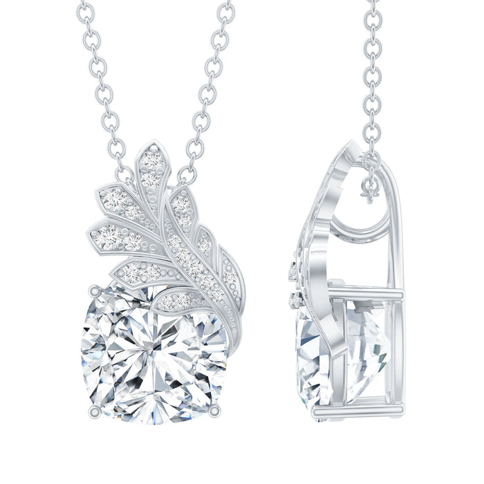 Nature-inspired 5.6 carat moissanite pendant necklace by Rosec Jewels, featuring a delicate, elegant design for weddings.