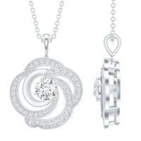 Moissanite Floral Pendant Necklace with Silver Chain