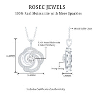 Moissanite Floral Pendant Necklace with Silver Chain