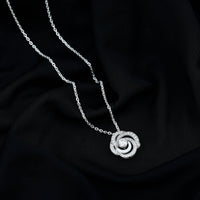 Moissanite Floral Pendant Necklace with Silver Chain