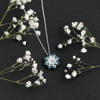 Certified 2 Carat Moissanite Statement Necklace with London Blue Topaz