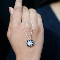 Certified 2 Carat Moissanite Statement Necklace with London Blue Topaz
