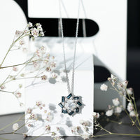 Certified 2 Carat Moissanite Statement Necklace with London Blue Topaz