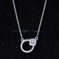 Certified 6 MM Round Moissanite Circle Necklace in Silver
