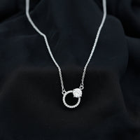 Certified 6 MM Round Moissanite Circle Necklace in Silver