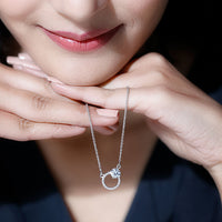 Certified 6 MM Round Moissanite Circle Necklace in Silver