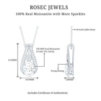 Certified 2 Carat Oval Moissanite Teardrop Pendant for Wedding