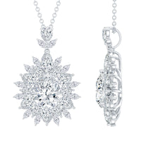 Moissanite Designer Pendant Necklace With Silver Chain