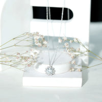 Certified 2 Carat Round Moissanite Sunburst Necklace With Silver Chain