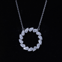 Certified Pear Shape 2 Carat Moissanite Circle Necklace with Silver Chain