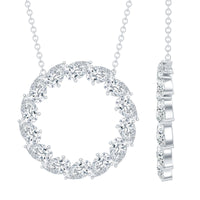 Certified Pear Shape 2 Carat Moissanite Circle Necklace with Silver Chain