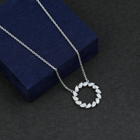 Certified Pear Shape 2 Carat Moissanite Circle Necklace with Silver Chain