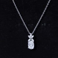 Certified 0.9 Carat Oval Shaped Moissanite Flower Pendant Necklace