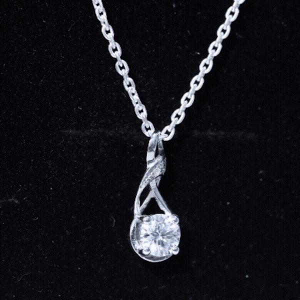 Certified Moissanite infinity pendant necklace with chain from Rosec Jewels, showcasing a sparkling infinity design.