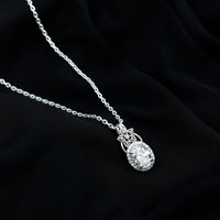 2 Carat Vintage Inspired Moissanite Halo Necklace in 14k Gold Plated Silver