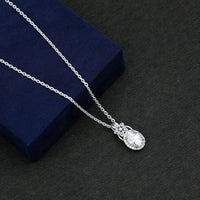 2 Carat Vintage Inspired Moissanite Halo Necklace in 14k Gold Plated Silver