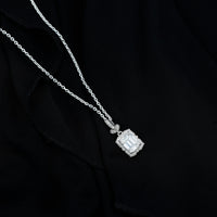 2.8 Carat Vintage Inspired Moissanite Emerald Cut Necklace With Silver Chain
