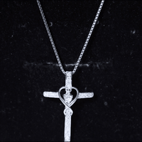 Certified Moissanite Catholic Cross Heart Necklace