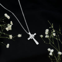 Certified Moissanite Cross Pendant with Silver Chain