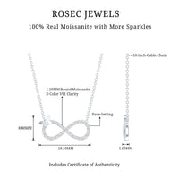 Certified Pave Set Moissanite Infinity Necklace with Butterfly
