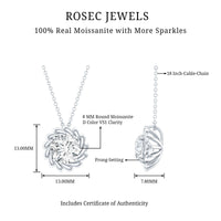 Certified 2 Carat Moissanite Solitaire Necklace with Silver Chain