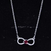 Half Carat Lab Grown Ruby and Moissanite Heart Infinity Necklace For Her