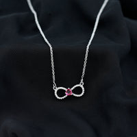 Half Carat Lab Grown Ruby and Moissanite Heart Infinity Necklace For Her