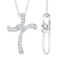 Certified Moissanite Unique Cross Necklace in Sterling Silver