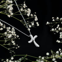 Certified Moissanite Unique Cross Necklace in Sterling Silver