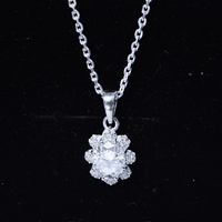 2 Carat Flower Inspired Moissanite Oval Necklace with Silver Chain