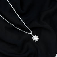 2 Carat Flower Inspired Moissanite Oval Necklace with Silver Chain