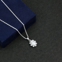 2 Carat Flower Inspired Moissanite Oval Necklace with Silver Chain